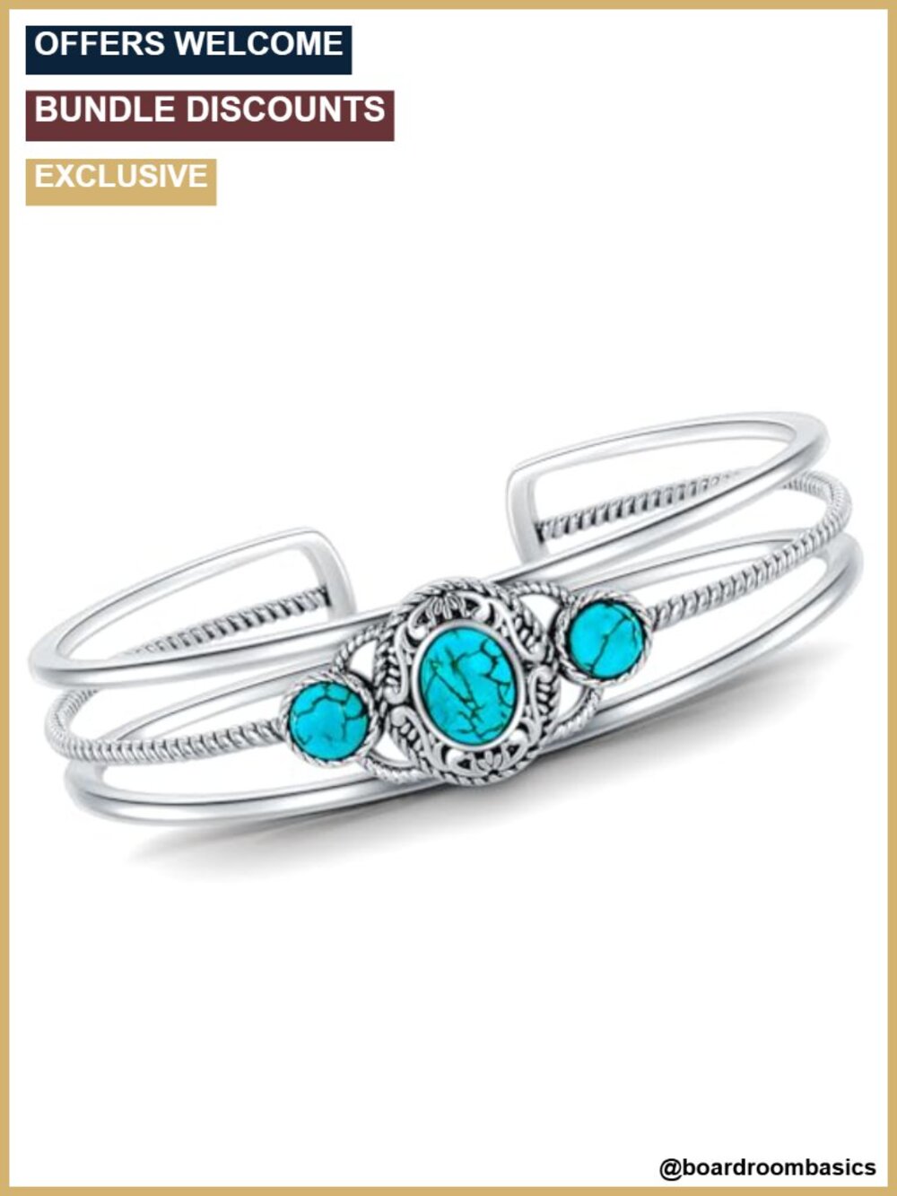 Sterling Silver Turquoise Bangle Adjustable Cuff Women's Bracelet